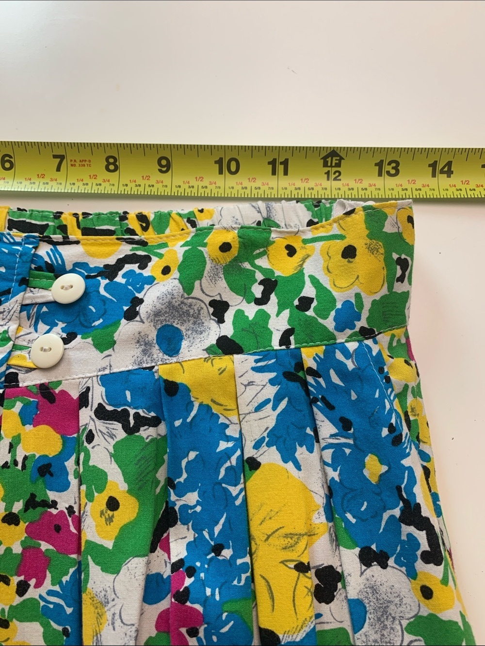 Vintage Pleated Floral Midi Skirt in Yellow, Blue, Pink & Green - Picture 6 of 12
